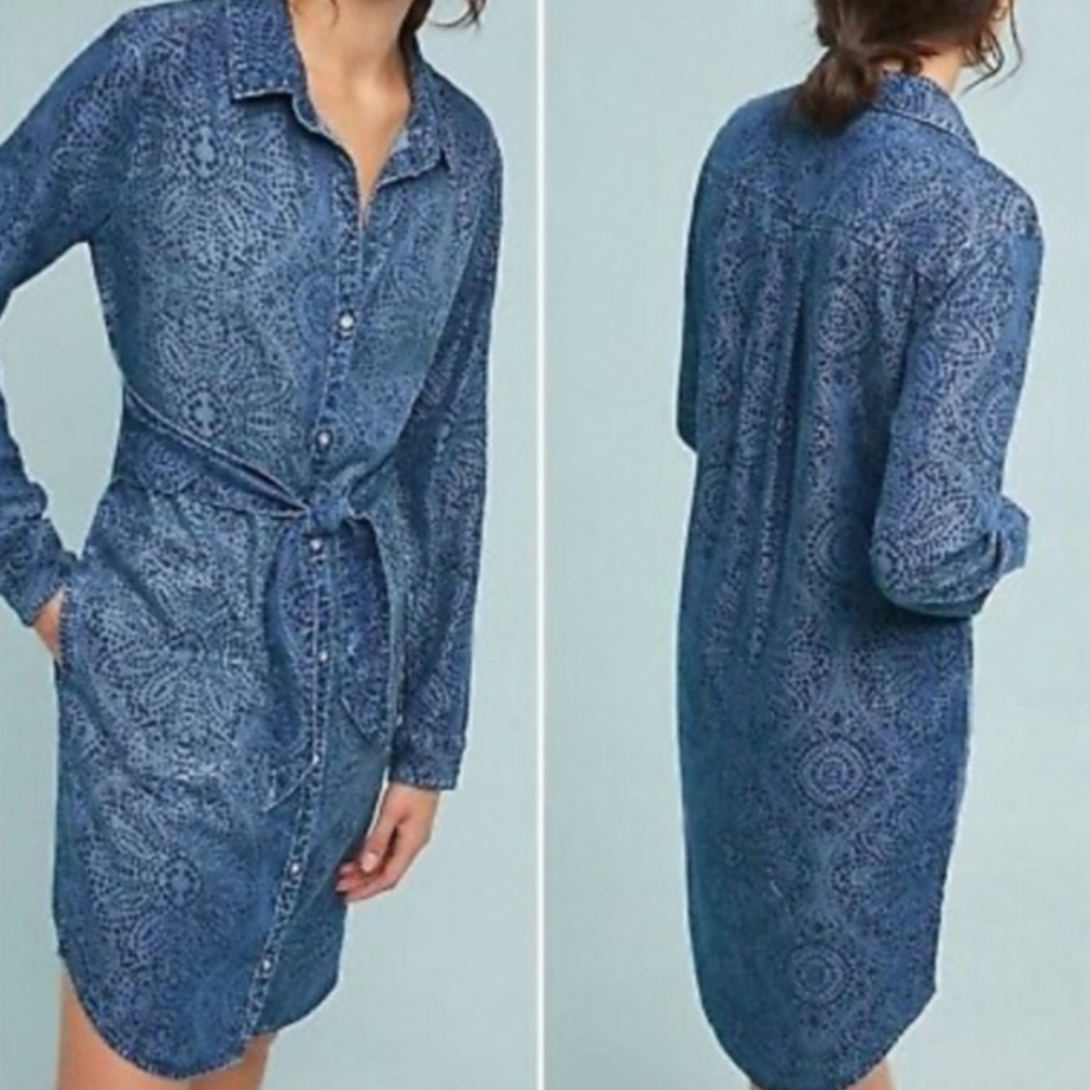 Anthropologie Cloth & Stone Chambray Shirt Dress